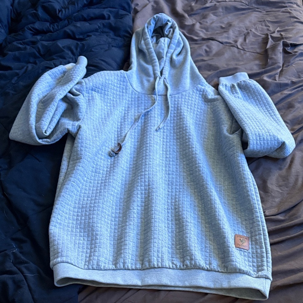 COOFANDY Waffle-Knit Gray Hoodie • Men’s Large
